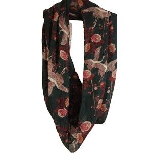 H&M Infinity Scarf Blue Pink Bird Crane Flower Accessories